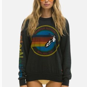 Aviator Nation Malibu Crewneck Sweatshirt-Charcoal